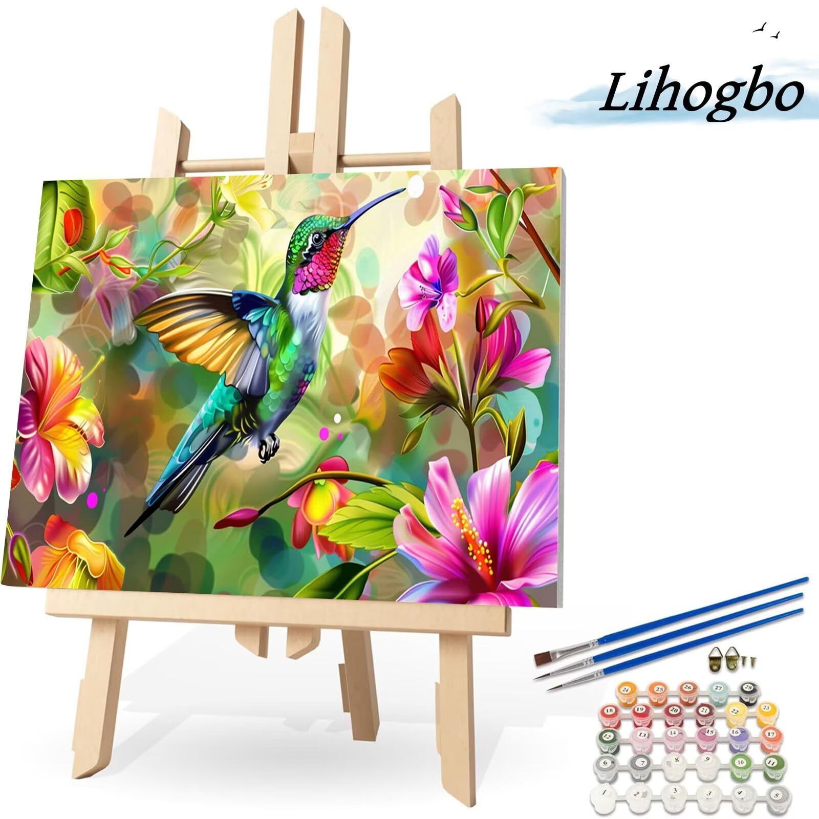 Pittura Ad Acrilico Con Numeri SHICERNHJ - Colibrì - Kit Fai Da Te Per Adulti Su Tela - Decorazione Parete