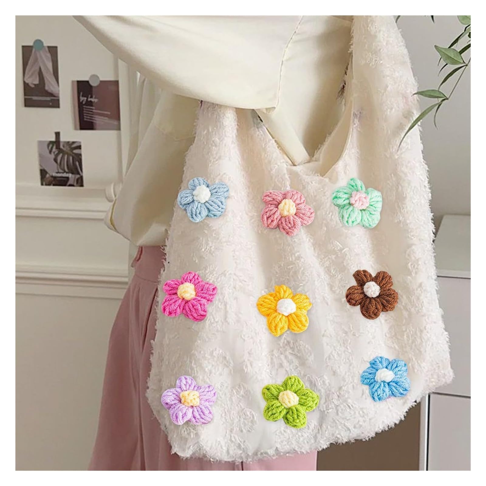 Avoltre kit patchwork fai da te 100 pezzi fai da te fatti a mano con fiori lavorati a maglia