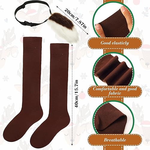 Miniatura 3 de 5 piezas de disfraz de ciervo para cosplay, con cuernos de ciervo, diadema, cola de ciervo, nariz, tutú, falda