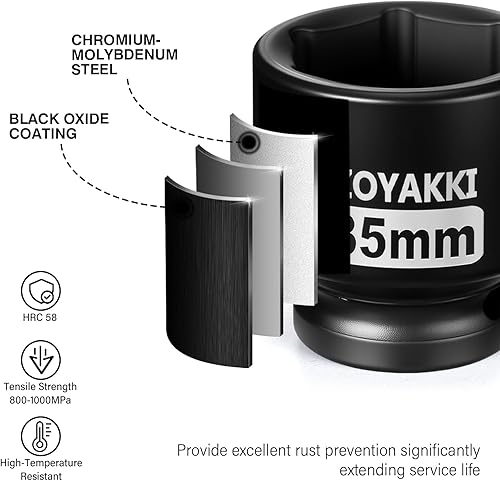 Miniatura 356 de Enchufe de impacto de 6 PT de 1/2" x 0.827 in de profundidad, CR-MO, 1/2 pulgada de accionamiento de 6 puntos para una fácil extracción