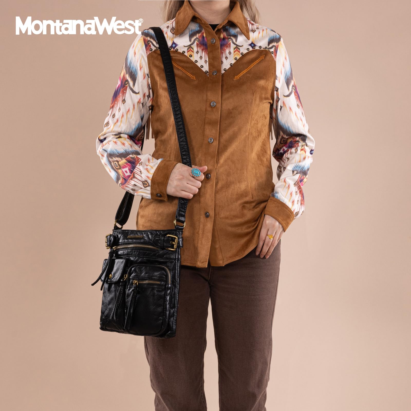Montana West Crossbody Bag for Women Multi Pocket Shoulder Medium Travel Purses Ultra Soft Washed Leather