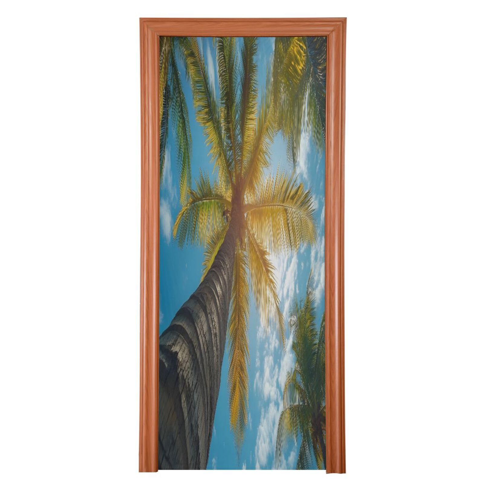 FLildon Summer Palm Trees Door Cover Decoration, Party Accessory Porch Decor for Festive Ornament Room Door Covers 35 x 79 Inch