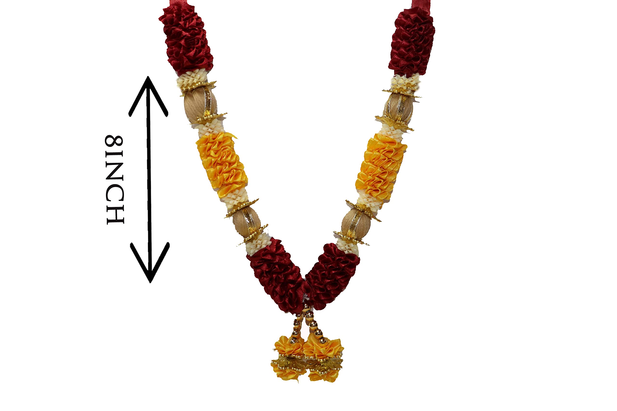 Reliable Handmade Artificial Mala Satin Garland for Photo Frames and God Ribbon Flower Garland Mala Satin haar for God Idols Photo Frame Mandir and Temple Size - 8 Inch Pack of 1 Piece - Image 3 thumbnail
