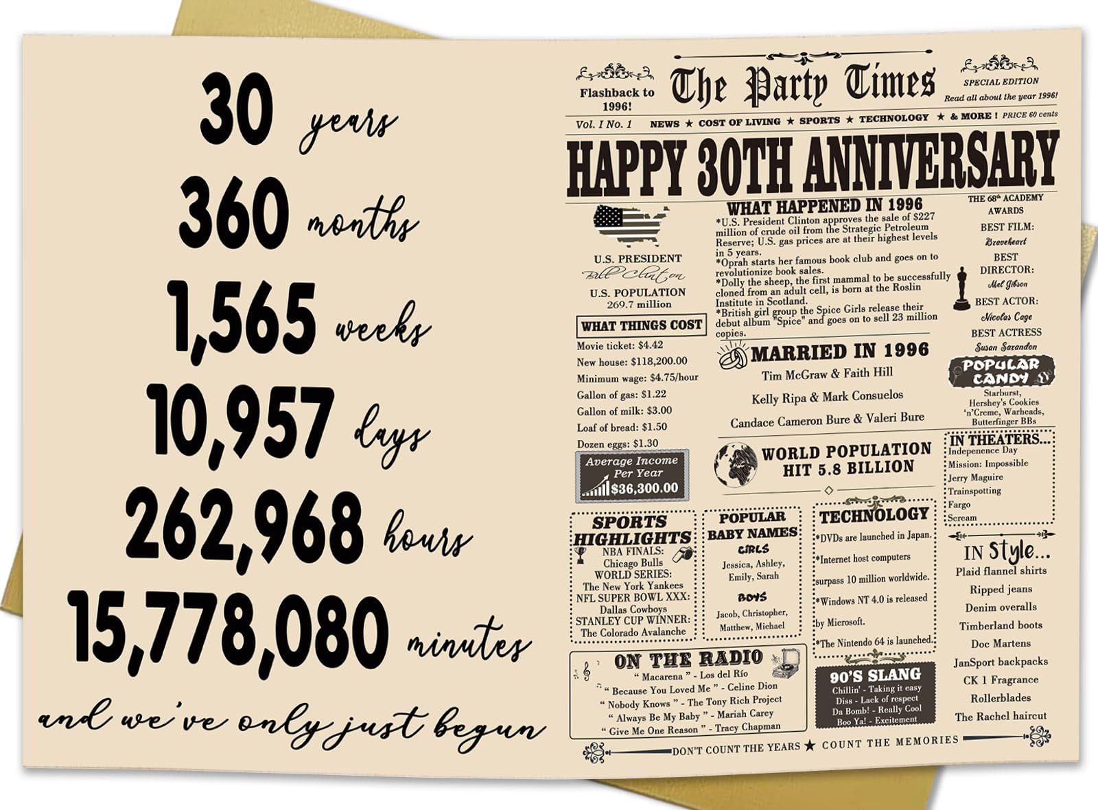 YiKaLus Big 30th Marriage Anniversary Card for Husband Wife, Unique Pearl Wedding Aday Gifts for Parents, 30 Year Anniversary Decorations