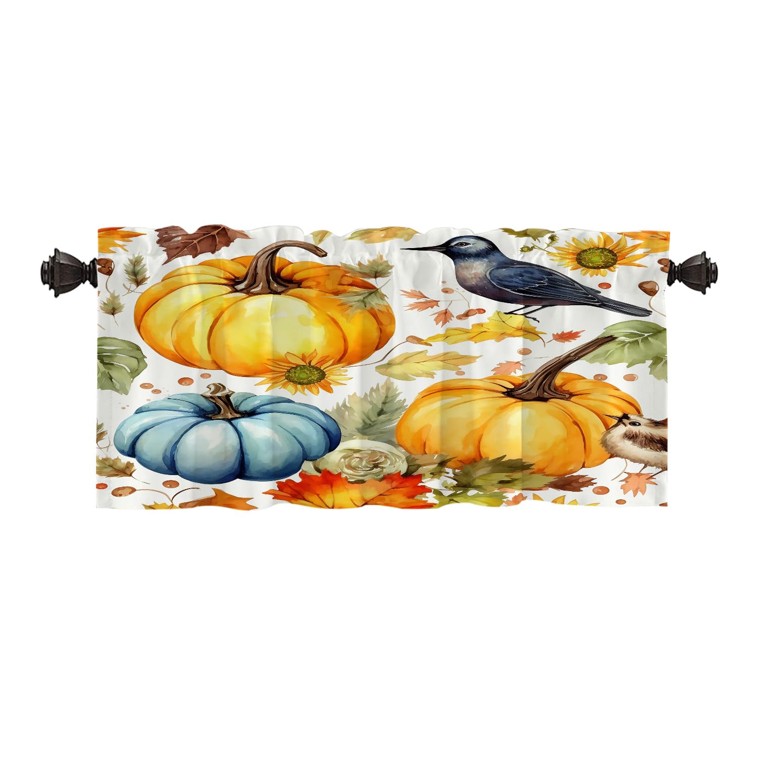 Cantonnière occultant Thanksgiving feuillage d'automne pour fenêtre salon