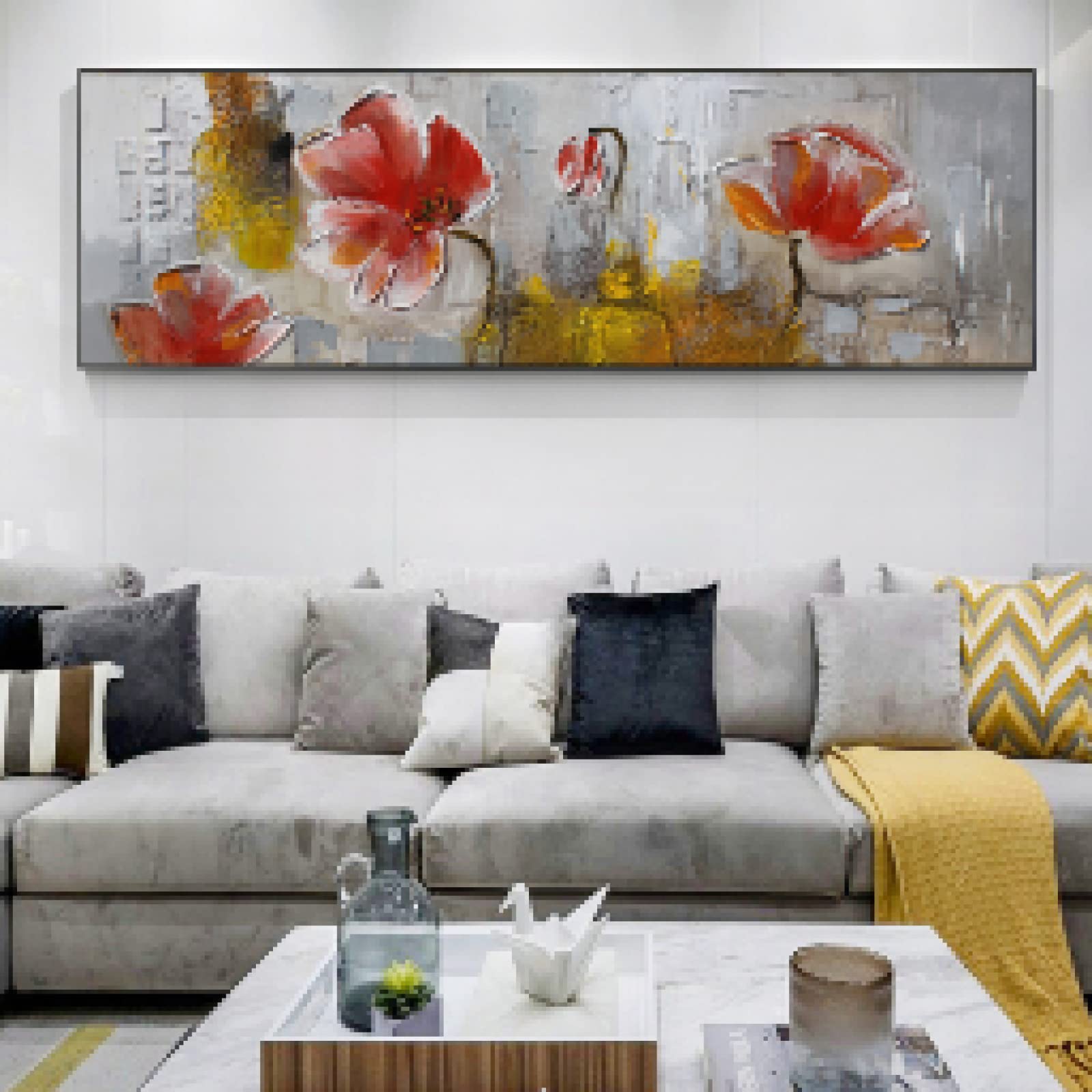 Impression sur toile fleurs abstrait coloré grand format affiche moderne chambre 60x180cm