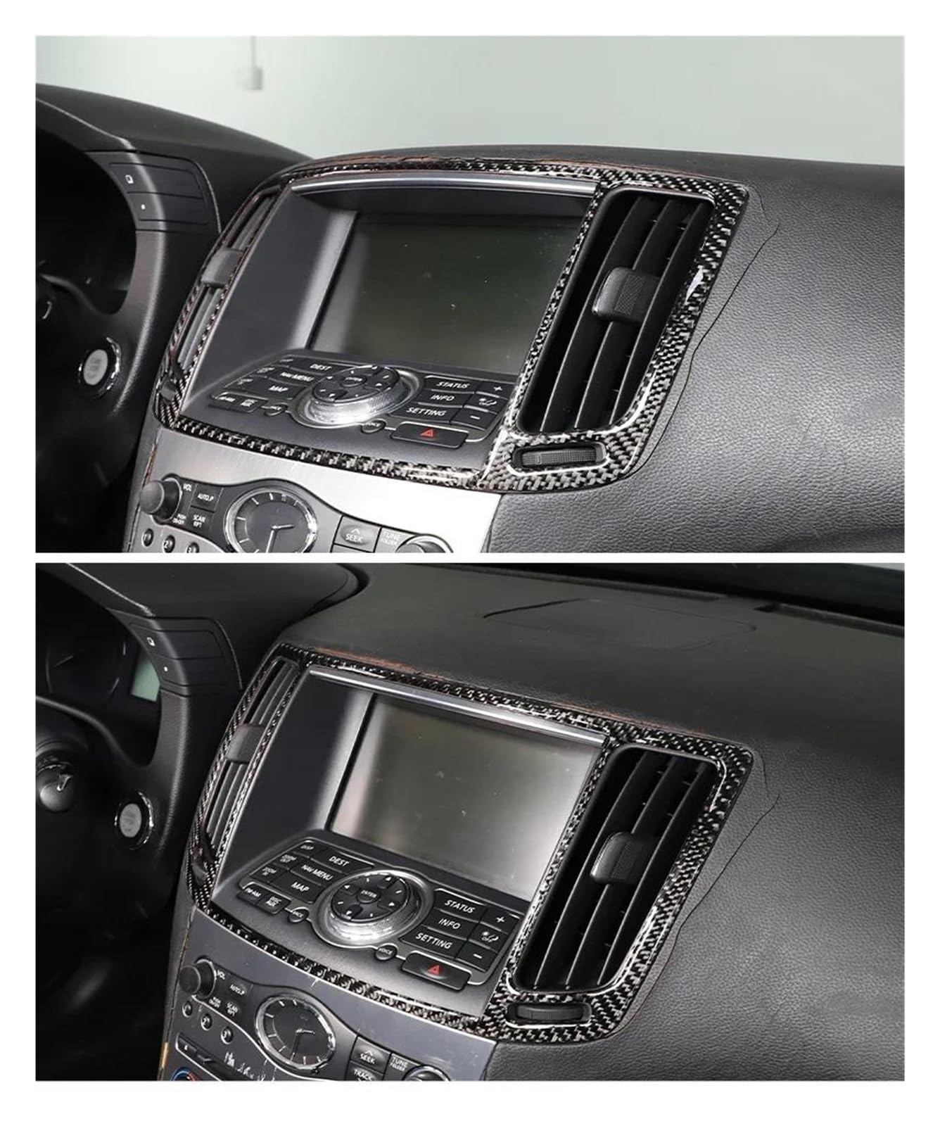 Kratzfeste Armaturenbrettverkleidung Für G25 G27 G37 2007-2013 Zentrale Konsole Conditioner Outlet Rahmen Abdeckung Trim Aufkleber Auto Zubehör(Schwarz)