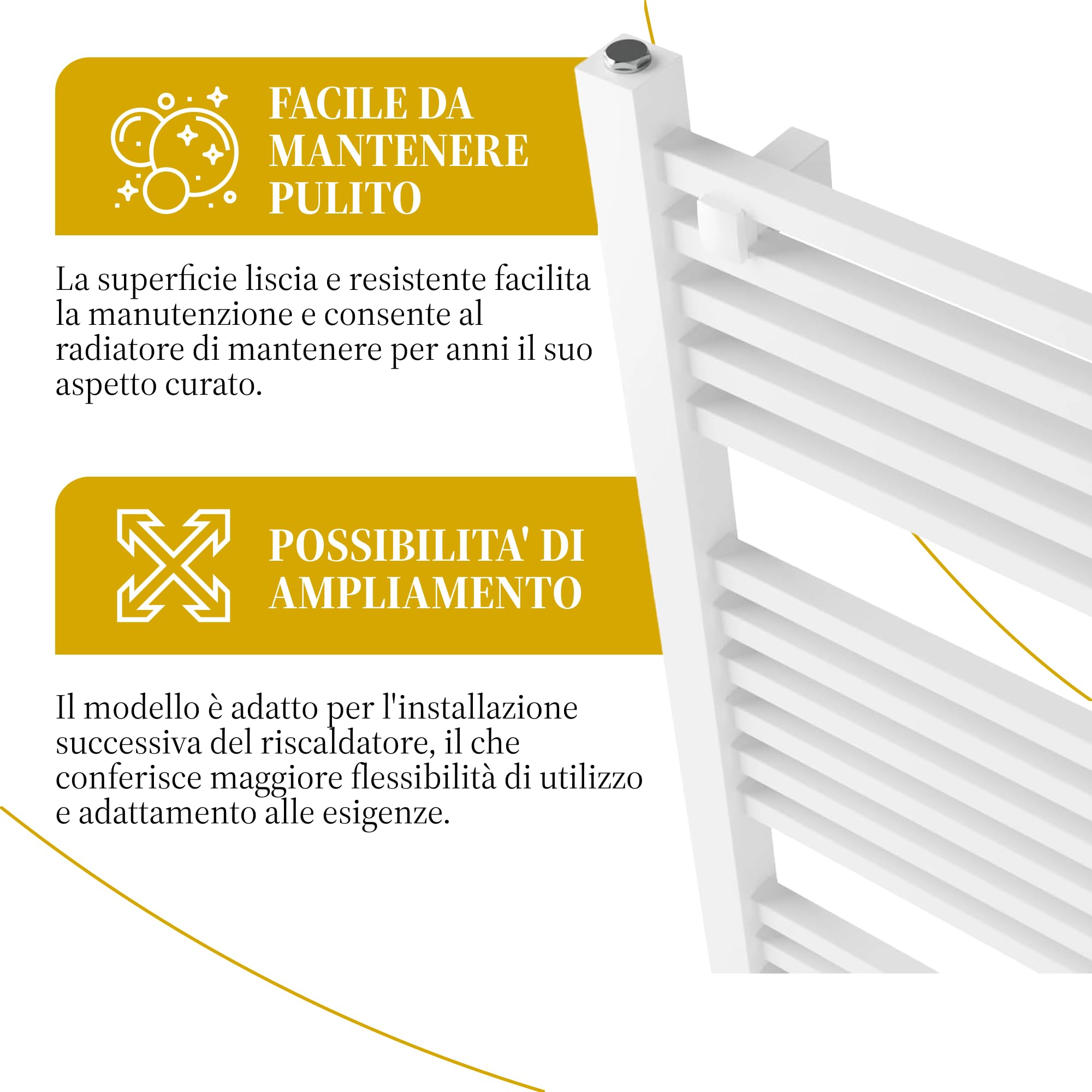 Granitan Termoarredo Bagno 50x100 cm - 457W - Termo Arredo da Bagno - Termoarredo Idraulico - Termosifone da Parete - Bianco