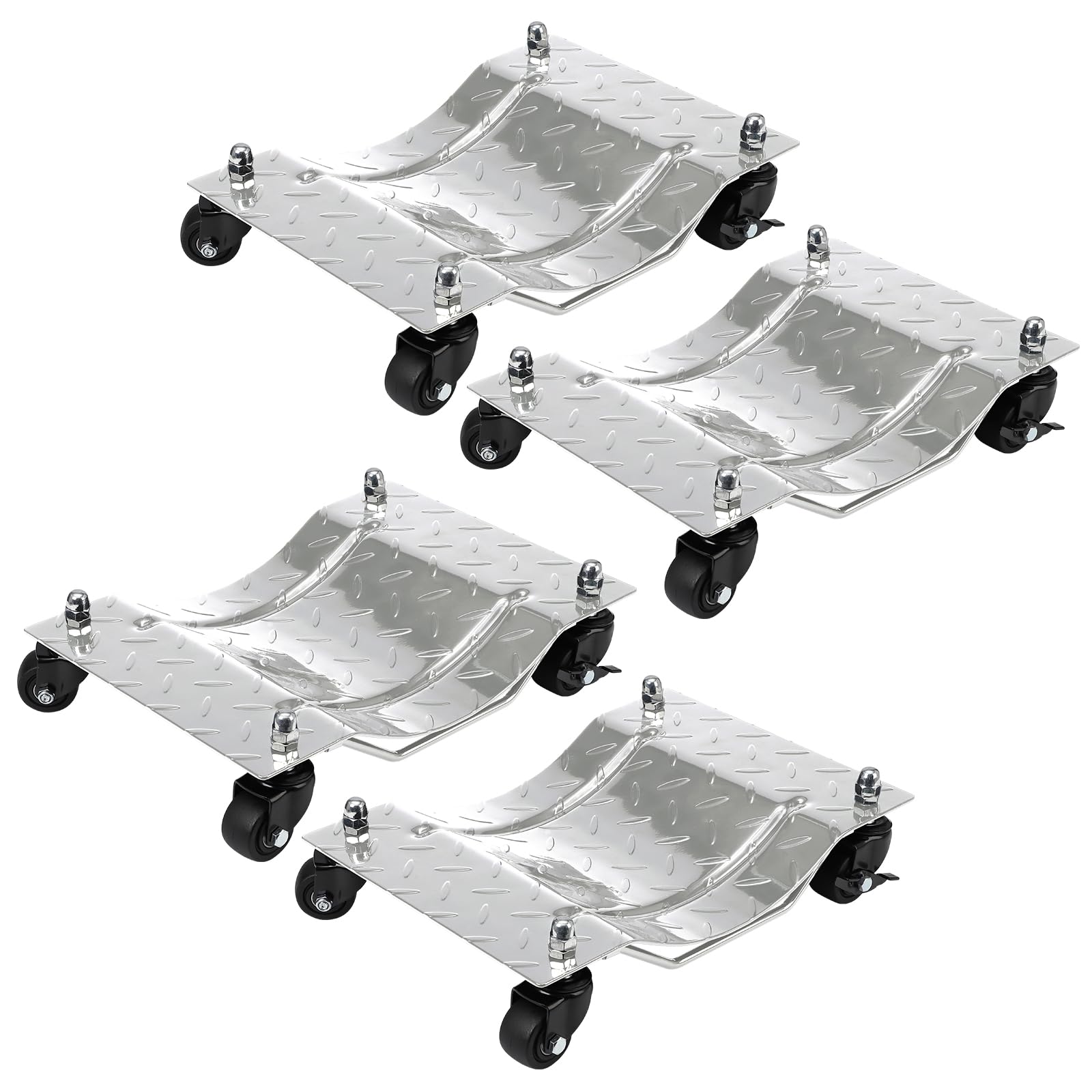 Car Wheel Dolly Set of 4, 6000LBS Load Bearing, Heavy-Duty Vehicle Dolly for Moving Cars, Trucks, Trailers, Motorcycles, and Boats, Silver