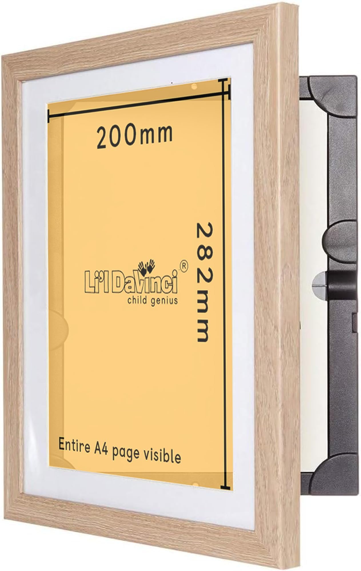 My Little DaVinci Wooden Picture Frame for 50 Pictures - Original Patented A4 Front Opening Photo Frames - Display or Hang Your Kids Artwork - Plexi-Glass Safe for Children… (Natural Plexi-Glass)