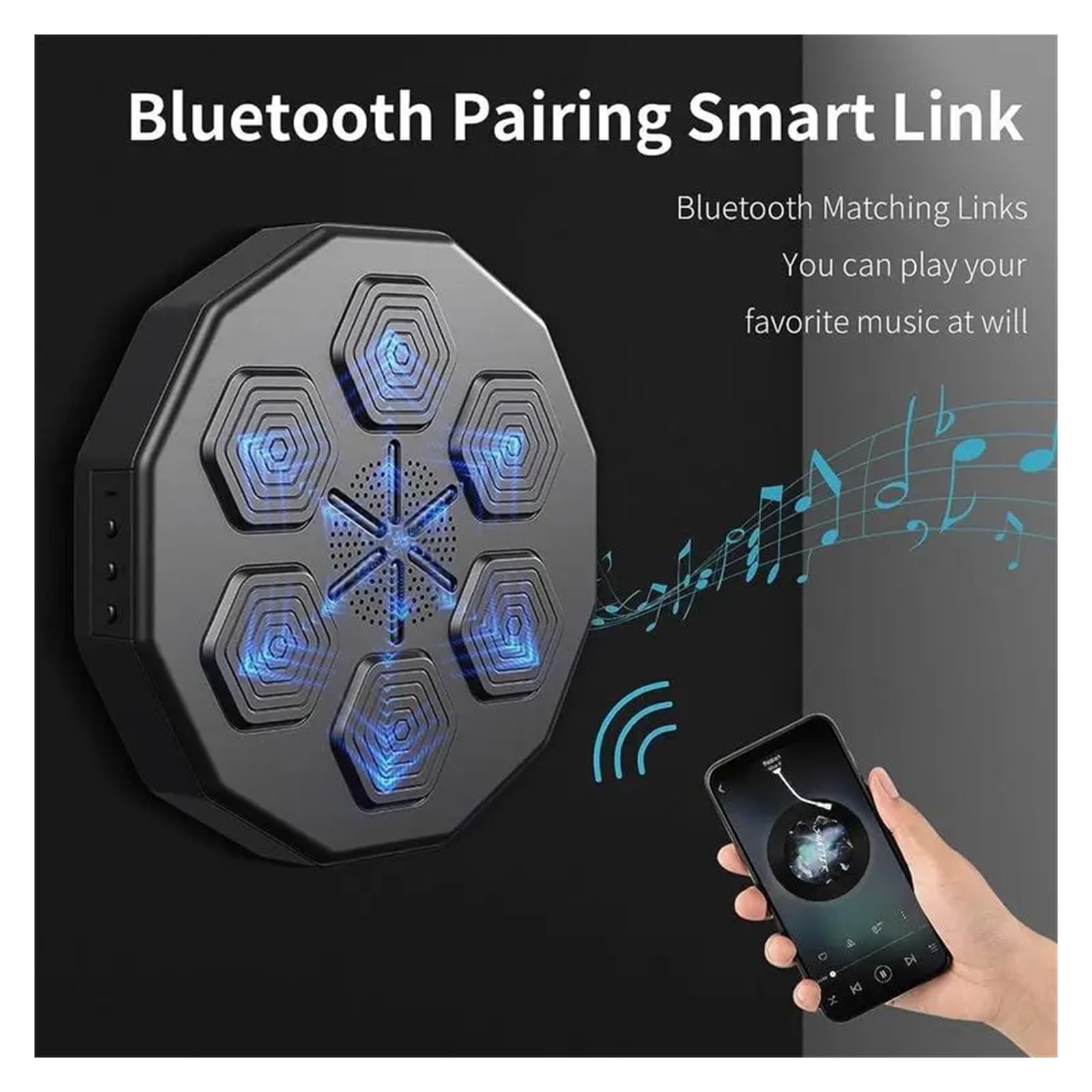 TIIFFY Machine De Boxe Intelligente Équipement De Boxe Musical Portable Machine De Poinçonnage électronique Mural USB Entraînement De Boxe Jeu De Combat Amusant Avec Gants Bluetooth (Color : A