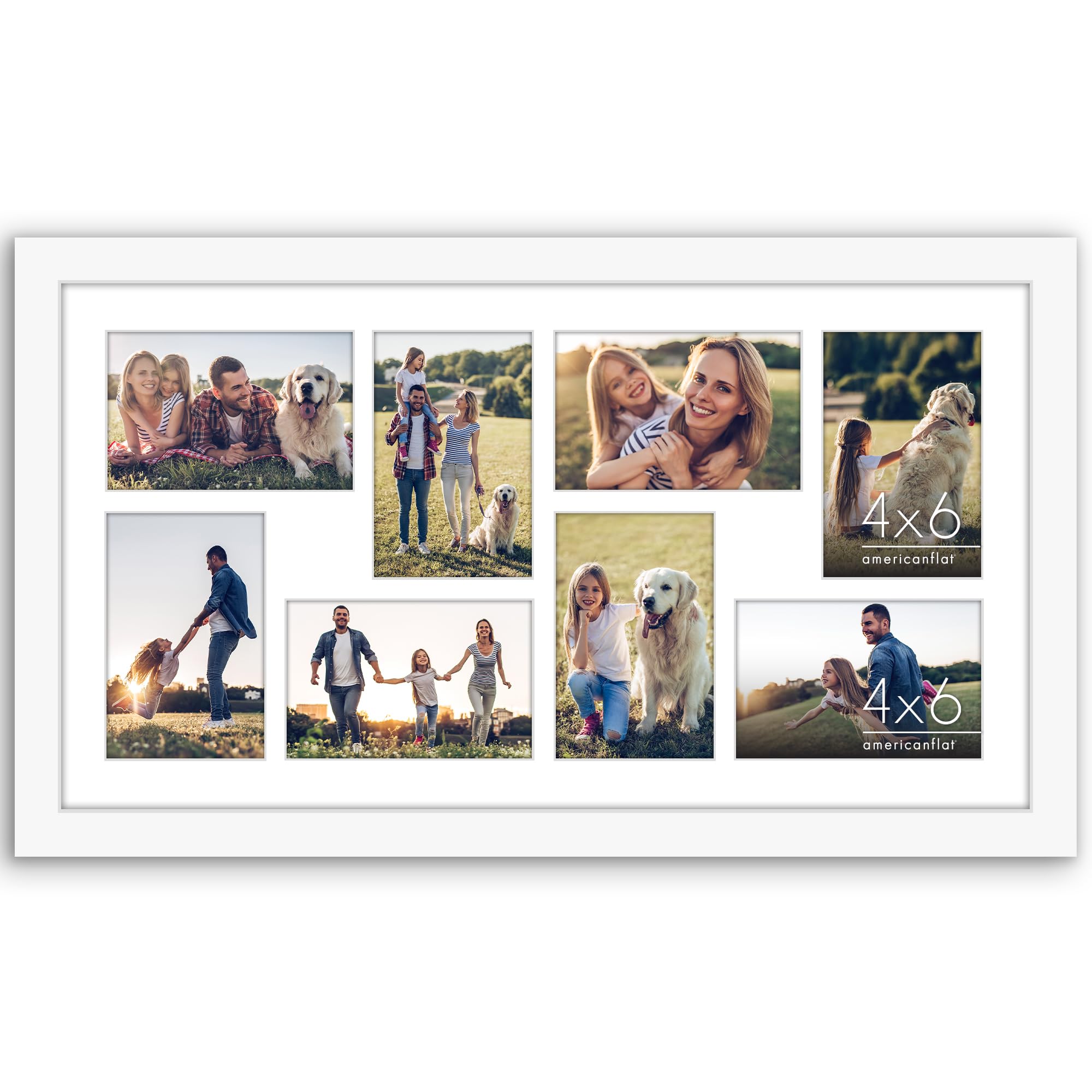 Americanflat 8x20 Collage Picture Frame - Holds Four 4x6 Photos Or One 8x20, Shatter-Resistant Glass, White