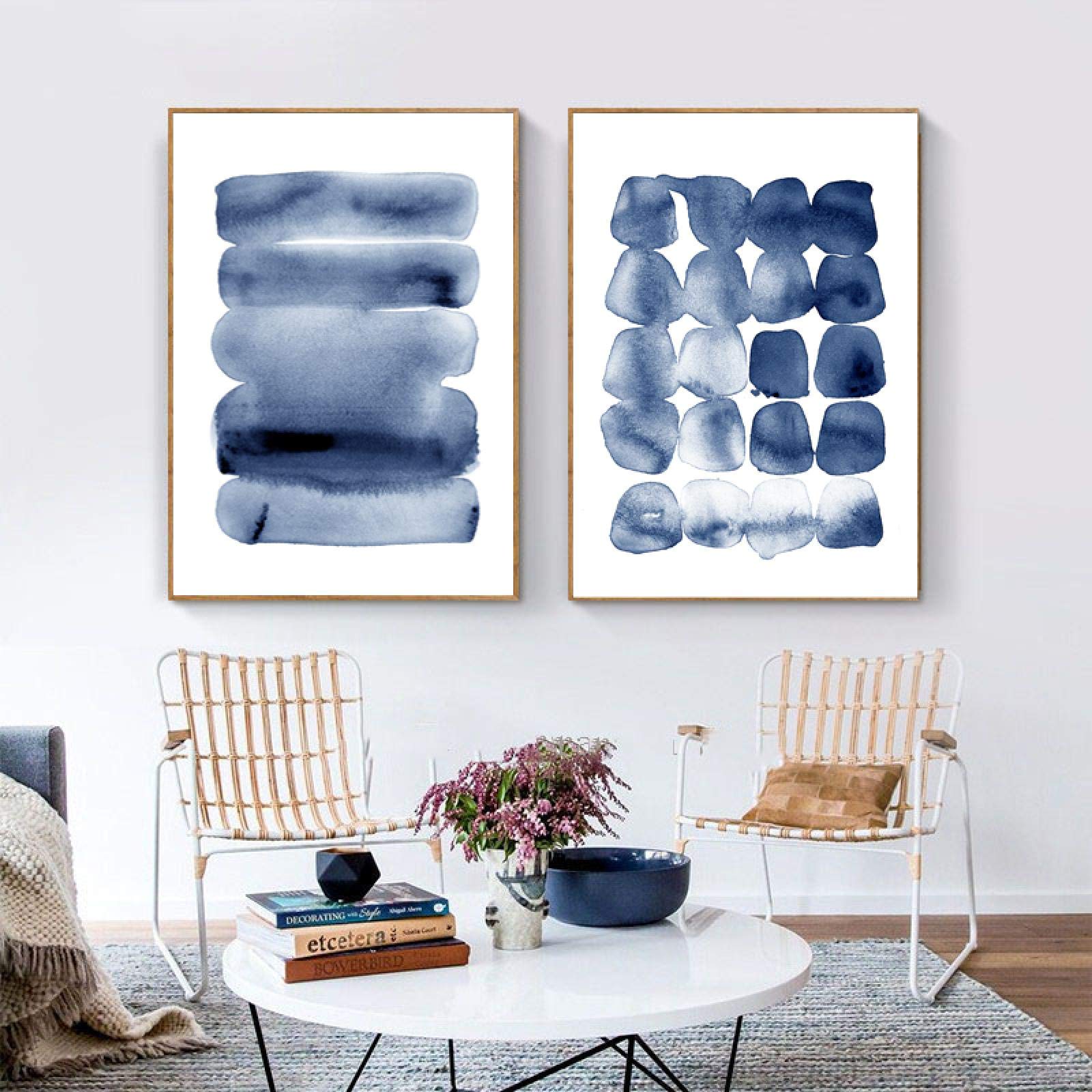 Art mural abstrait bleu marine 70x100cm affiche minimaliste salon - 6