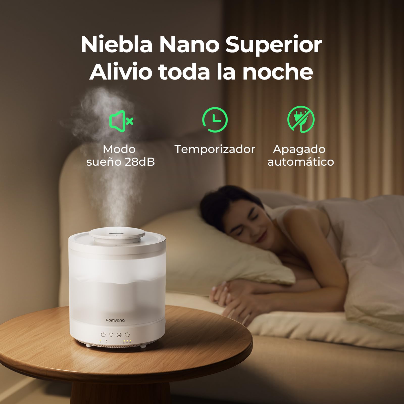 Homvana Humidificador Bebes mocos y tos and Difusor Aceites Esenciales Aromas, 1.5L Hasta de Para Dormitorio, Top-Fill Humidifier Plantas Ultrasonico, Difusor Aromatizador, Humidificadores Habitacion