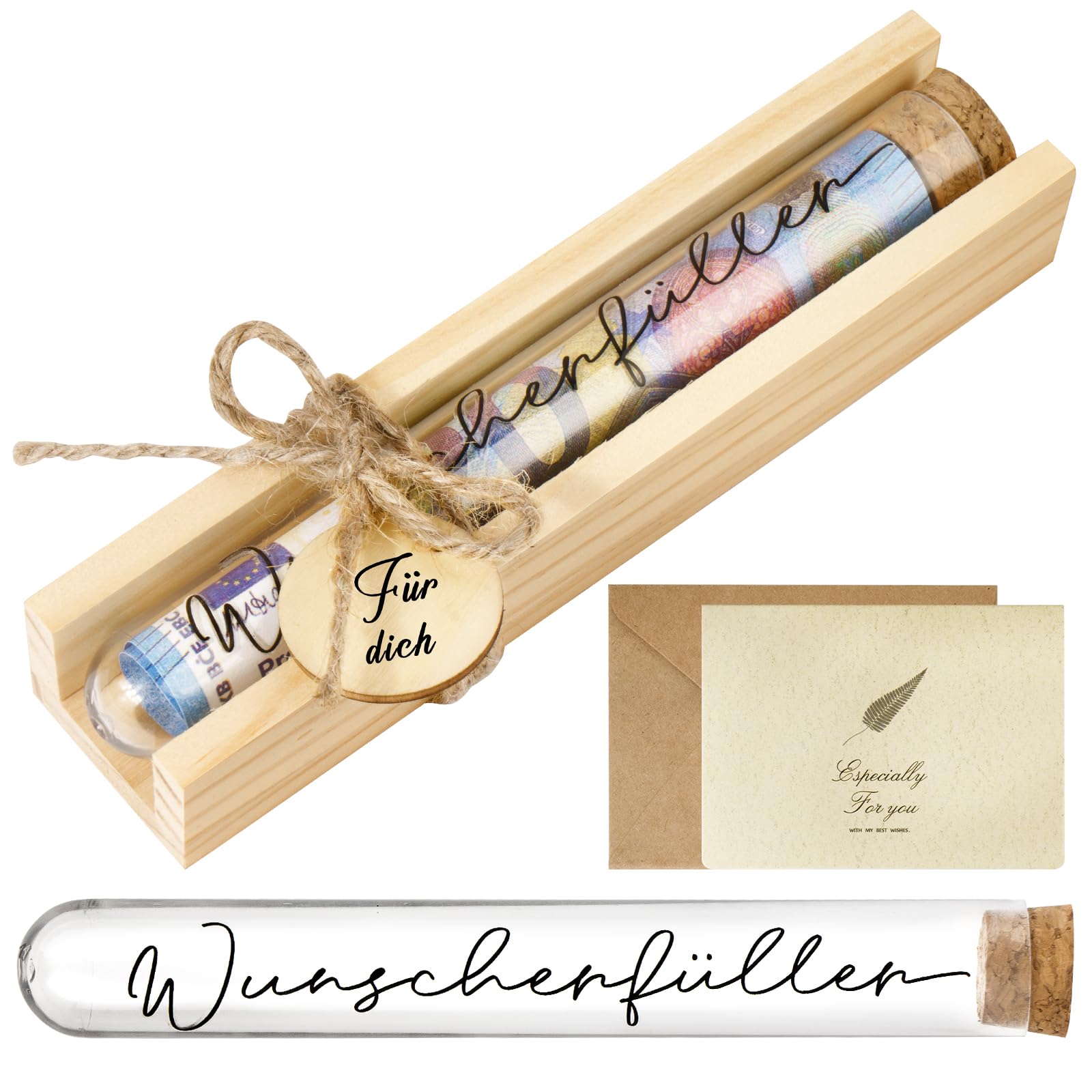 Holz Geldgeschenk Wunscherfüller - Mit Umschlägen Für Hochzeit, Geburtstag, Weihnachten