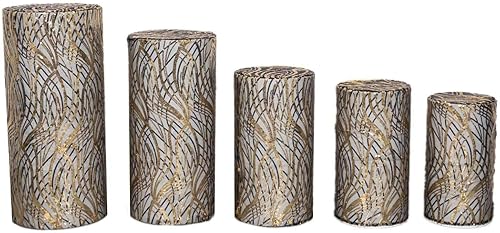 Vista 274 de Efavormart - Juego de 5 fundas de soporte para caja de exhibición cilíndrica de elastano, color negro, fundas elásticas para pilar de pedestal, 160