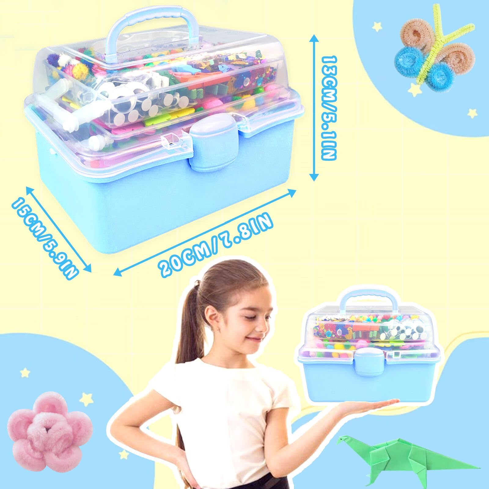 ZEIZHUBN 3000 Piezas Kit Manualidades Niños DIY Creativo Caja Manualidades Material con Limpiapipas Juego Creativo Juguetes Educativos Regalos para Niños y Niñas 4 5 6 7 8 9 10 Años