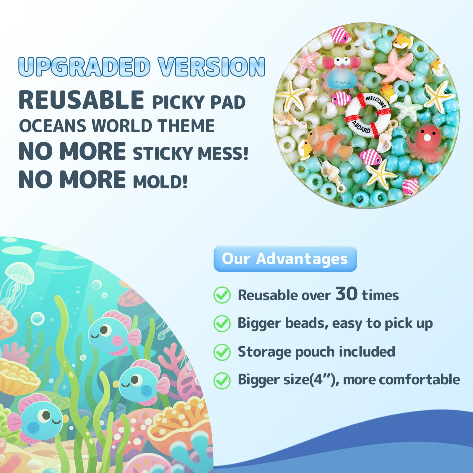 Picky Pad Fidget riutilizzabile - Tappetino sensoriale rimovibile per raccogliere le perline, per ansia, ADHD, dermatillomania, tricotillomania e sollievo dalla raccolta della pelle, regalo per adulti