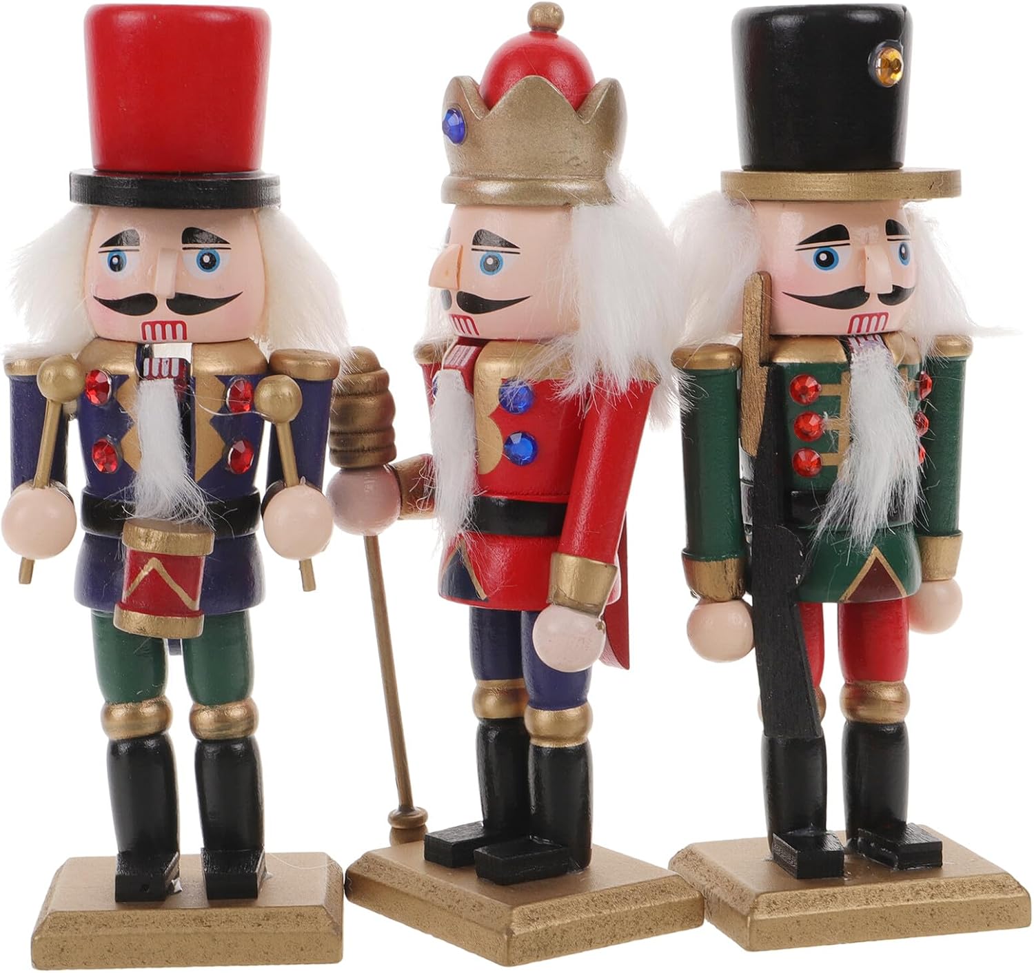 MAGICLULU Nutcracker Soldier Figurines 3pcs Wooden Nutcracker Ornaments Christmas Decorations for Bedroom Tabletop Home Decor