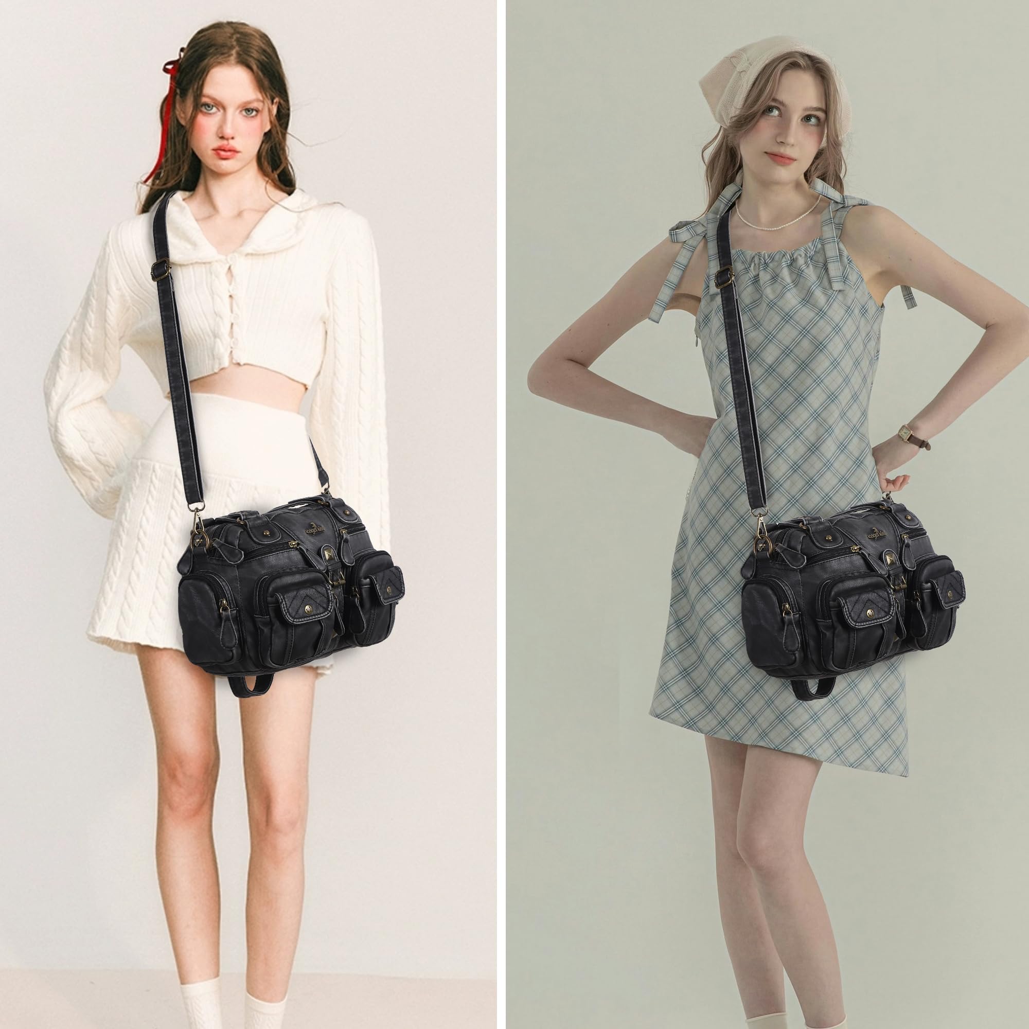 Angel Kiss Handtaschen, Umhängetaschen, Damen, Leder, große Kapazität, Umhängetasche, Damen, PU-Leder, mit verstellbarem Schultergurt, Messenger-Tasche für Büro, Shopping, Reise