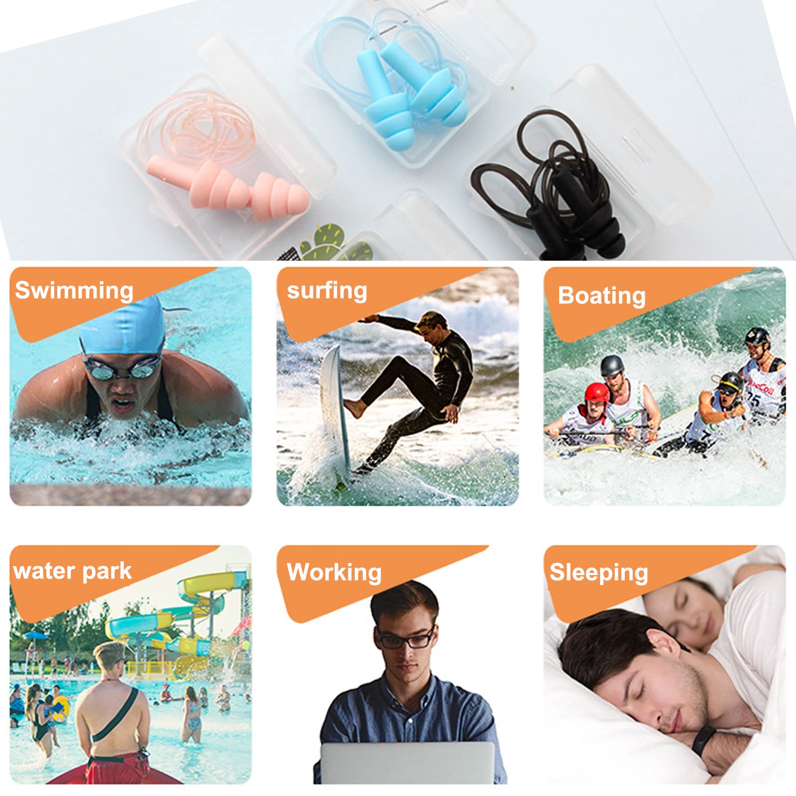 Tappi Per Orecchie Da Nuoto In Silicone - 4 Paia Impermeabili Per Adulti E Nuotatori - Ideali Per Piscina E Surf