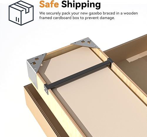 Miniatura 9 de Glorieta moderna con techo rígido de 10 x 10 pies, glorieta permanente de metal con 4 luces LED, pabellón para exteriores con techo de acero