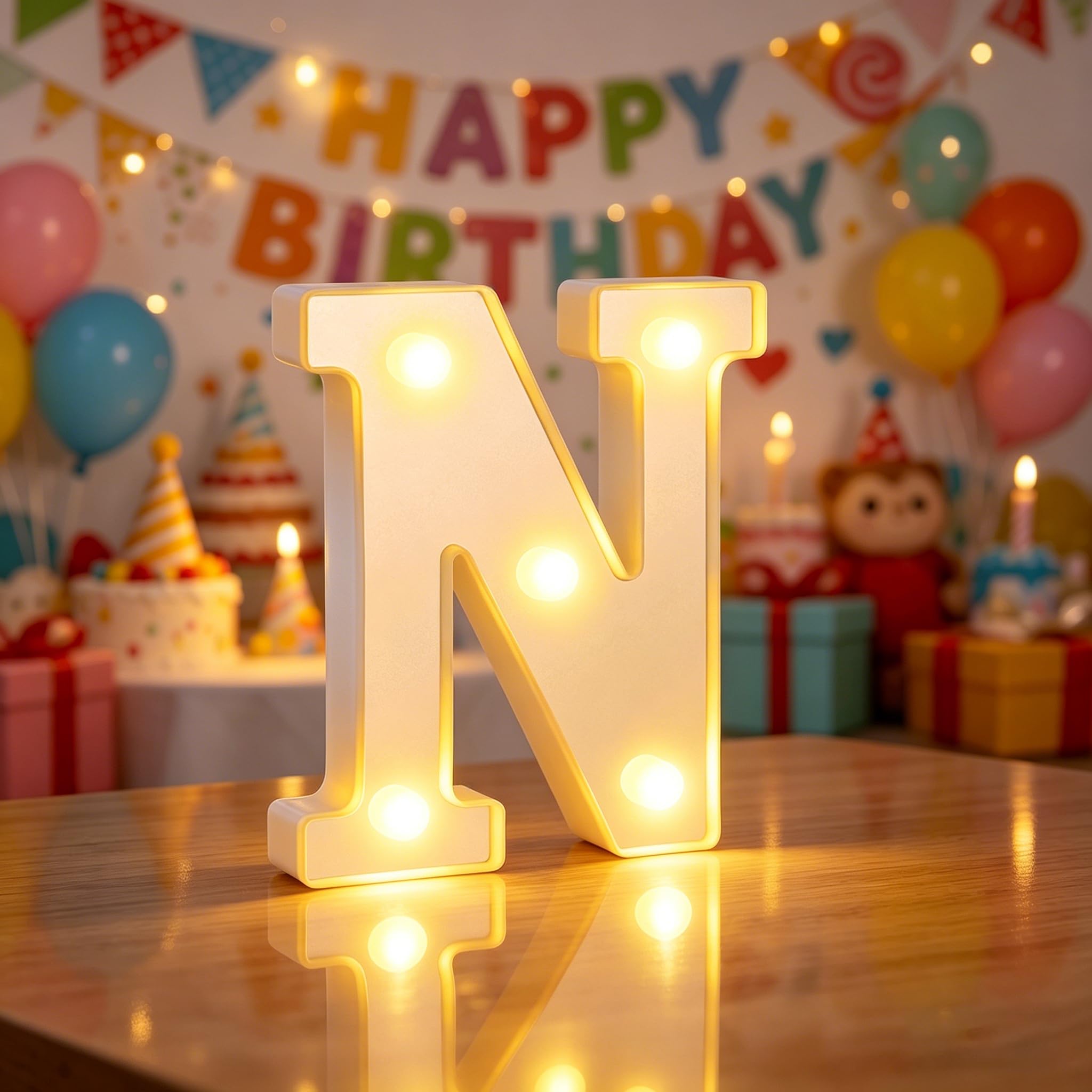 LED Light up Letters, Letter Lights for Girls Women Bedroom, Warm White Alphabet Sign N for Valentine Party Birthday Decorations (N)