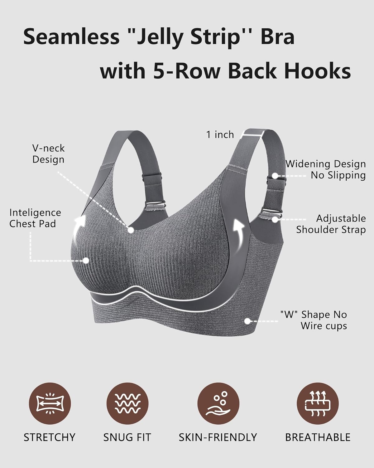 Womens Seamless Wireless Supportive Bras Push Up Comfort Soft No Underwire Full Coverage T-Shirt Bra Plus Size - Image 6