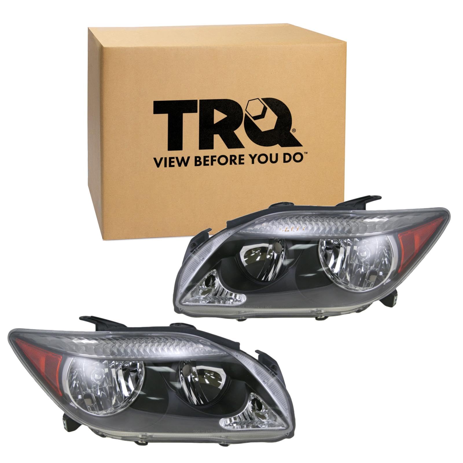 TRQ 2 Piece Headlight Assembly Set Driver &amp; Passenger Side Compatible with 2005-2007 Scion tC SC2502101 SC2503101