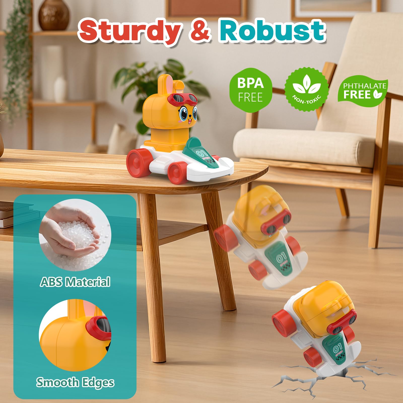 MOONTOY Macchinine Giocattolo Pasquali per Bambini 1 Anno, 4PCS Auto a Frizione Coniglietto e Pulcino, Macchine Push & Go per Neonati 6 9 12 18 Mesi, Easter Basket Stuffers, Regali Prima Compleanno