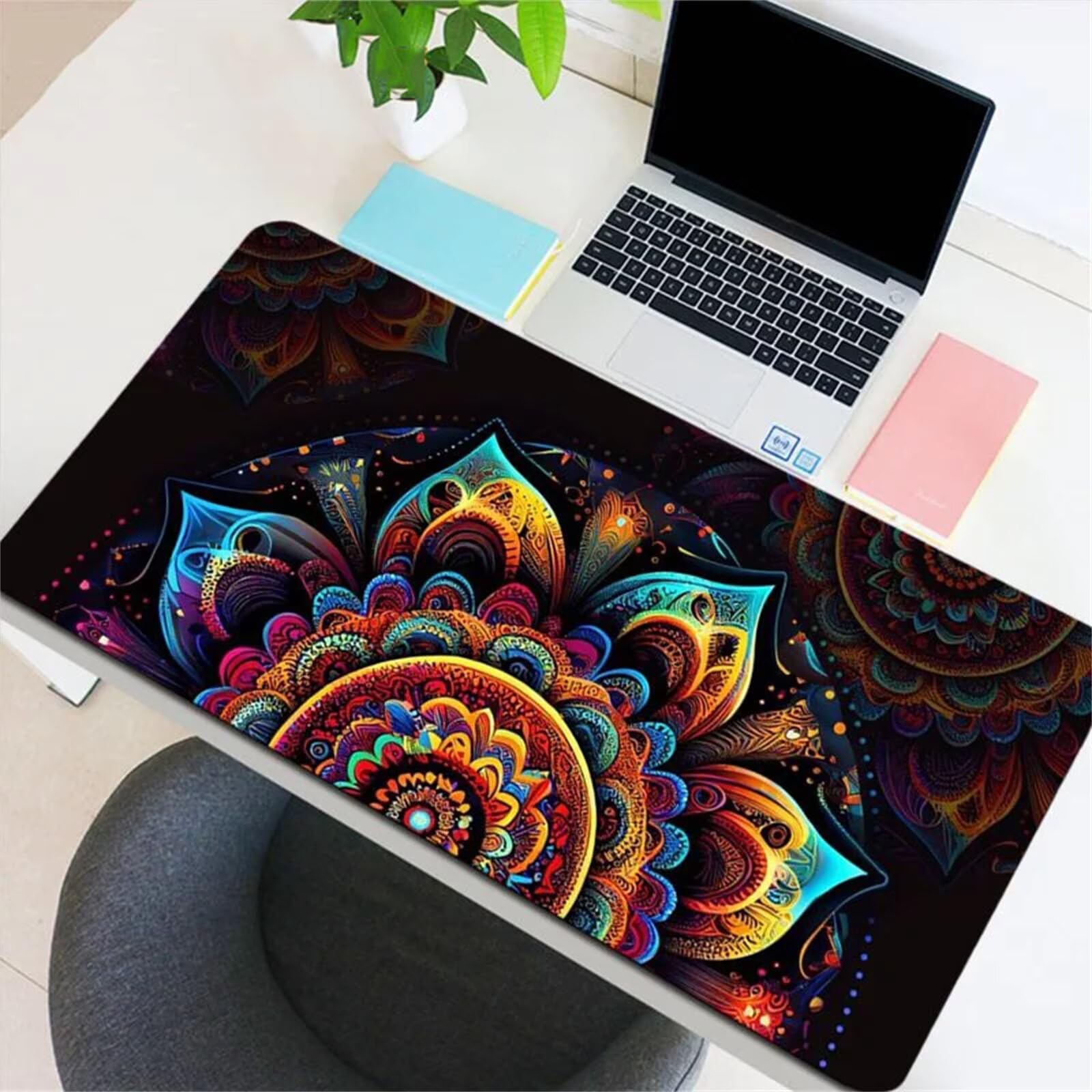 Alfombrilla ratón Gaming Mandala Colorido Alfombrilla Ratón XXL 900x400x3mm Grande Mouse Pad,Alfombrilla de ratón de Sobremesa,con Base de Goma Antideslizante,Mejora la precisión y la Velocidad