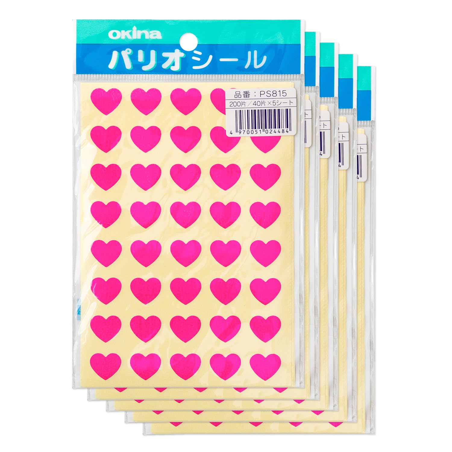 Amazon | オキナ ハートシール 桃 (型抜) PS815 (40片×5枚入)×5セット
