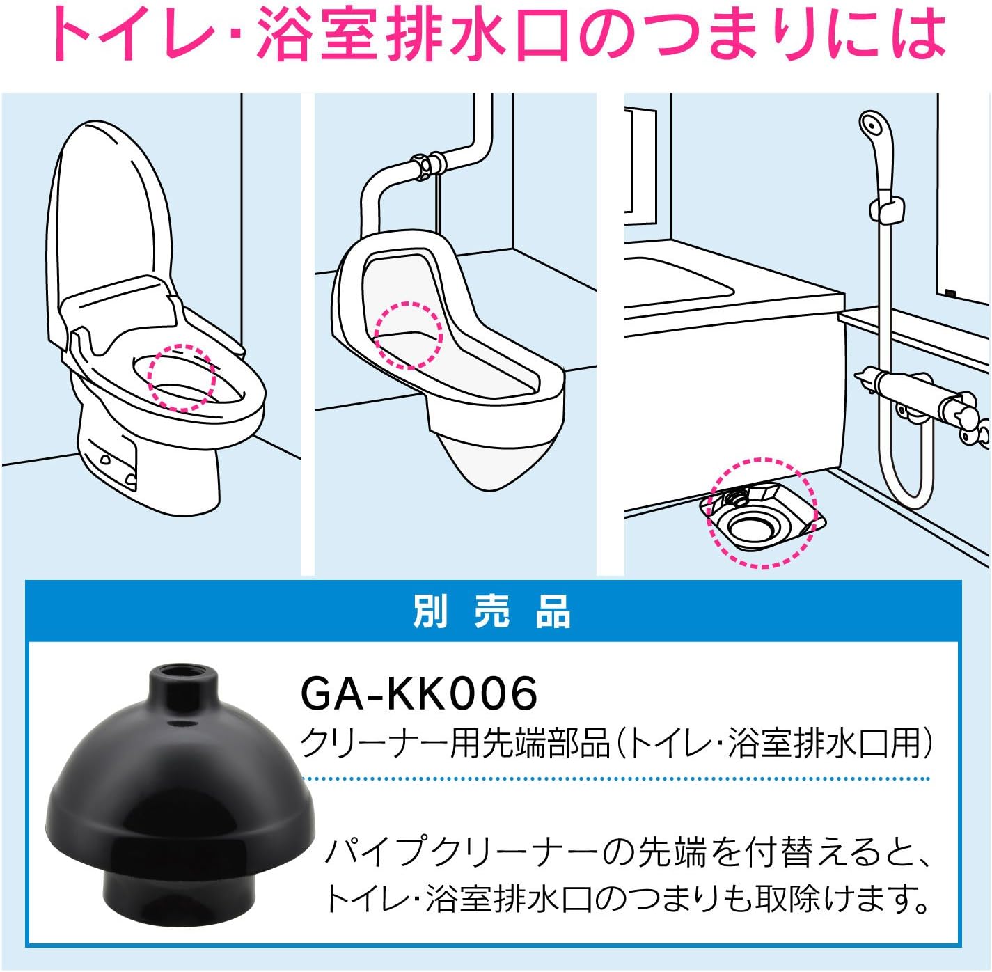 Gaona Corekamo GA-KK003 Vacuum Pipe Cleaner, Washbasin, Sink (Easy to Eliminate), Blue