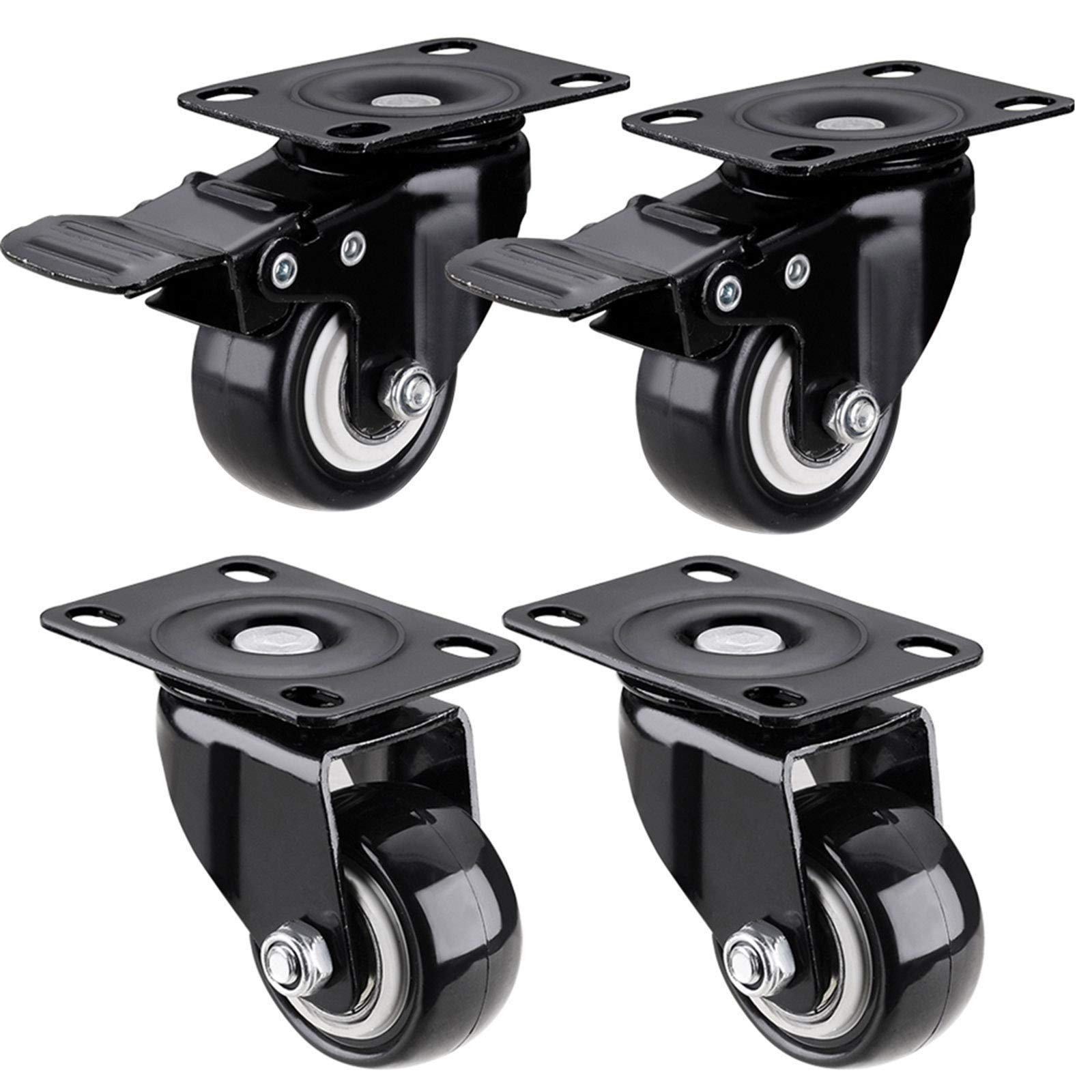 Roulettes de rechange 40 mm noires silencieuses avec vis de fixation