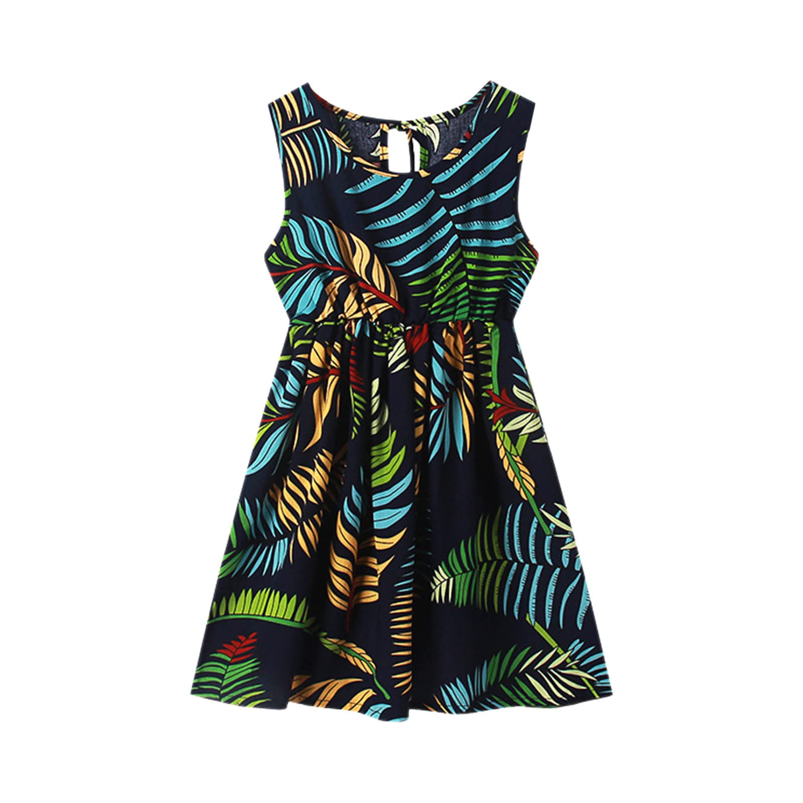 Generic Vestido de verano sin mangas de verano para niñas, con estampado floral, vestido de fiesta, vestidos y faldas para niñas