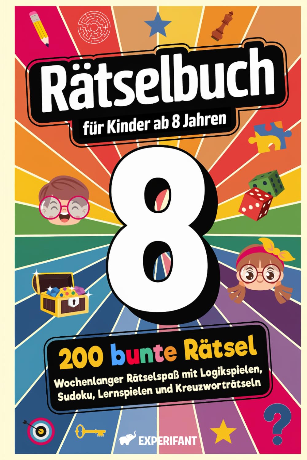 Rätselbuch für Kinder ab 8 Jahren: 200 bunte Rätsel - Wochenlanger Rätselspaß mit Logikspielen, Sudoku, Lernspielen und Kreuzworträtseln (Beschäftigungsbücher für die Grundschule)