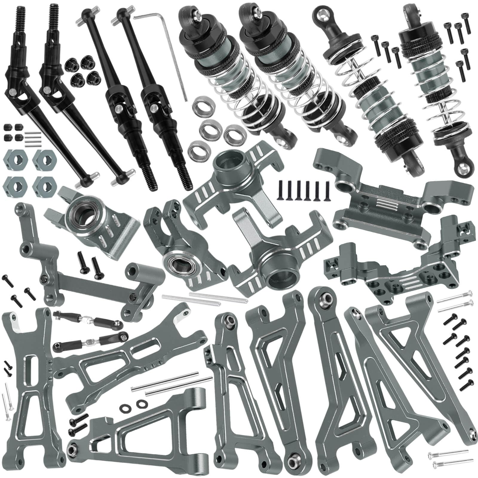 hopsupRC Upgrade Parts for 1/16 H16BM H16DR H16 MJX 16207 16208 16209 16210 H6V3,M163,RC Shock& Arms&Drive Shaft CVD&Steering Knuckle Kit&Shock Tower&