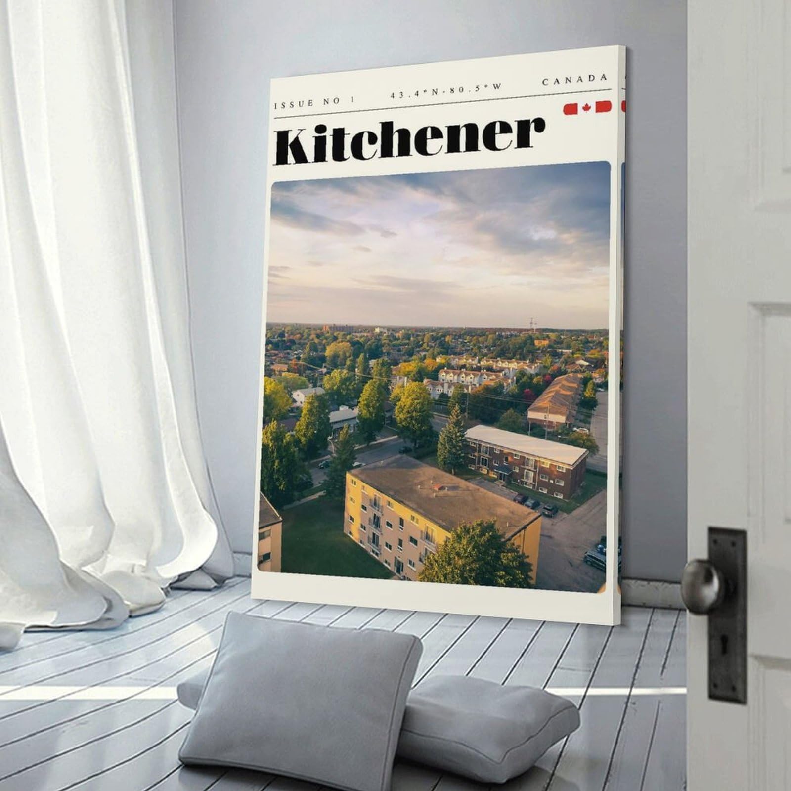 Junmoney Kitchener Ontario Travel Art Wall Decor Canvas Print, 08x12inch(20x30cm), for Living Room, Bedroom Or Home Office, Home Decor Gift with Stylish Appeal