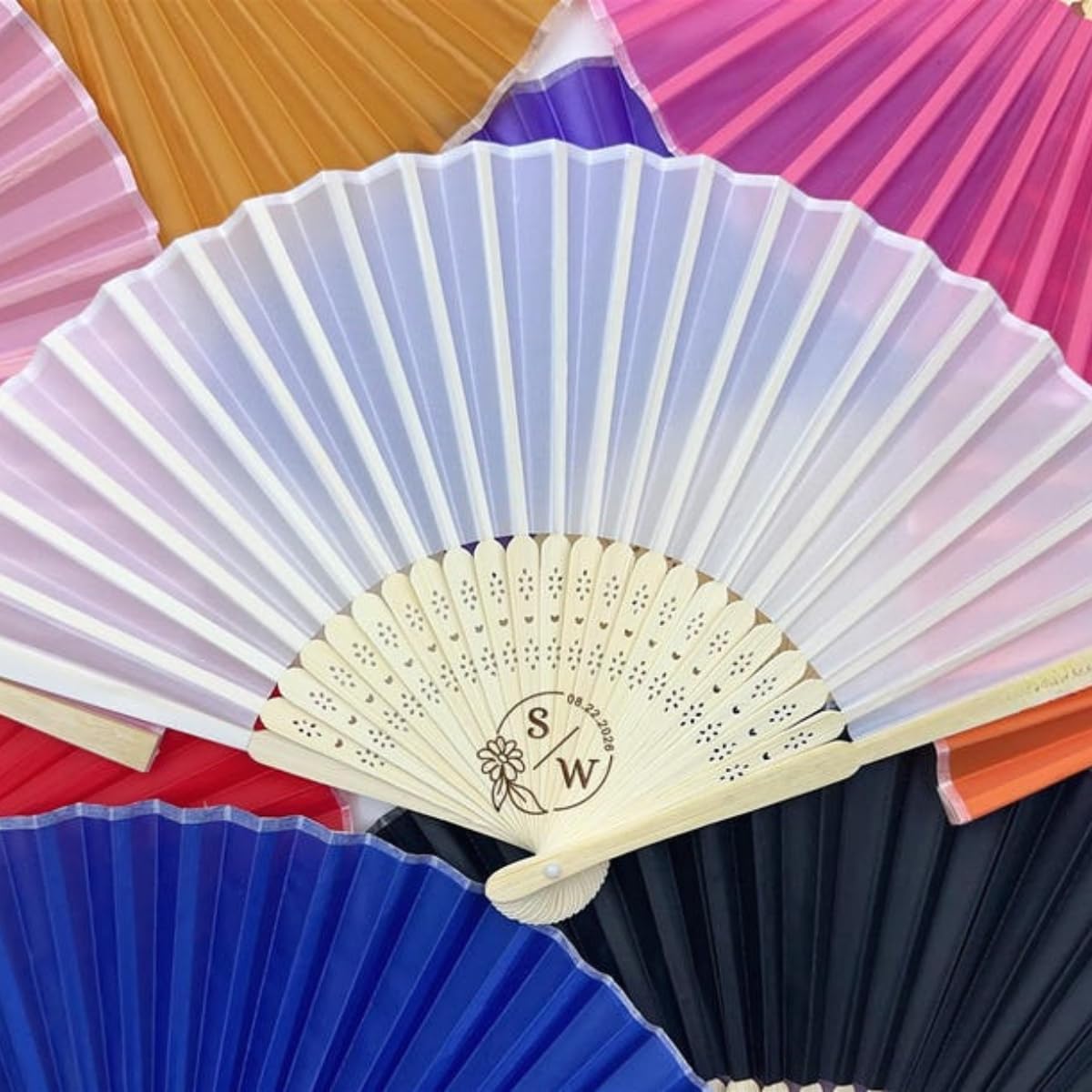 Personalized Wedding Fans for Guests,Hand Fan Wedding Favors Personalized,Bridal Shower Favor (20Pcs)