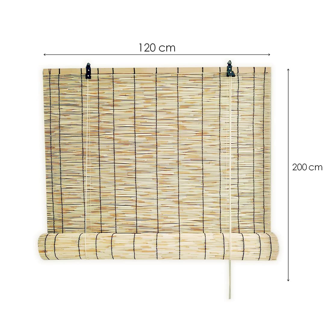 Acomoda Textil – Estor Enrollable de Bambú para Puertas y Ventanas. Persiana Ajustable Opaca de Ocultación Decorativa, Cortina Regulable de Temperatura y Luz en Exterior e Interior. (120x200 cm)