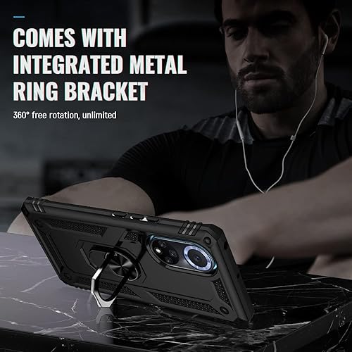 Miniatura 6 de Elubugod Funda para Honor 50, soporte magnético para Huawei nova 9 4G NAM-AL00 NAM-LX9 NAM-L09 NAM-L09 NAM-L29 NTH-AN00 NTH-NX9 NTH-N29, negro