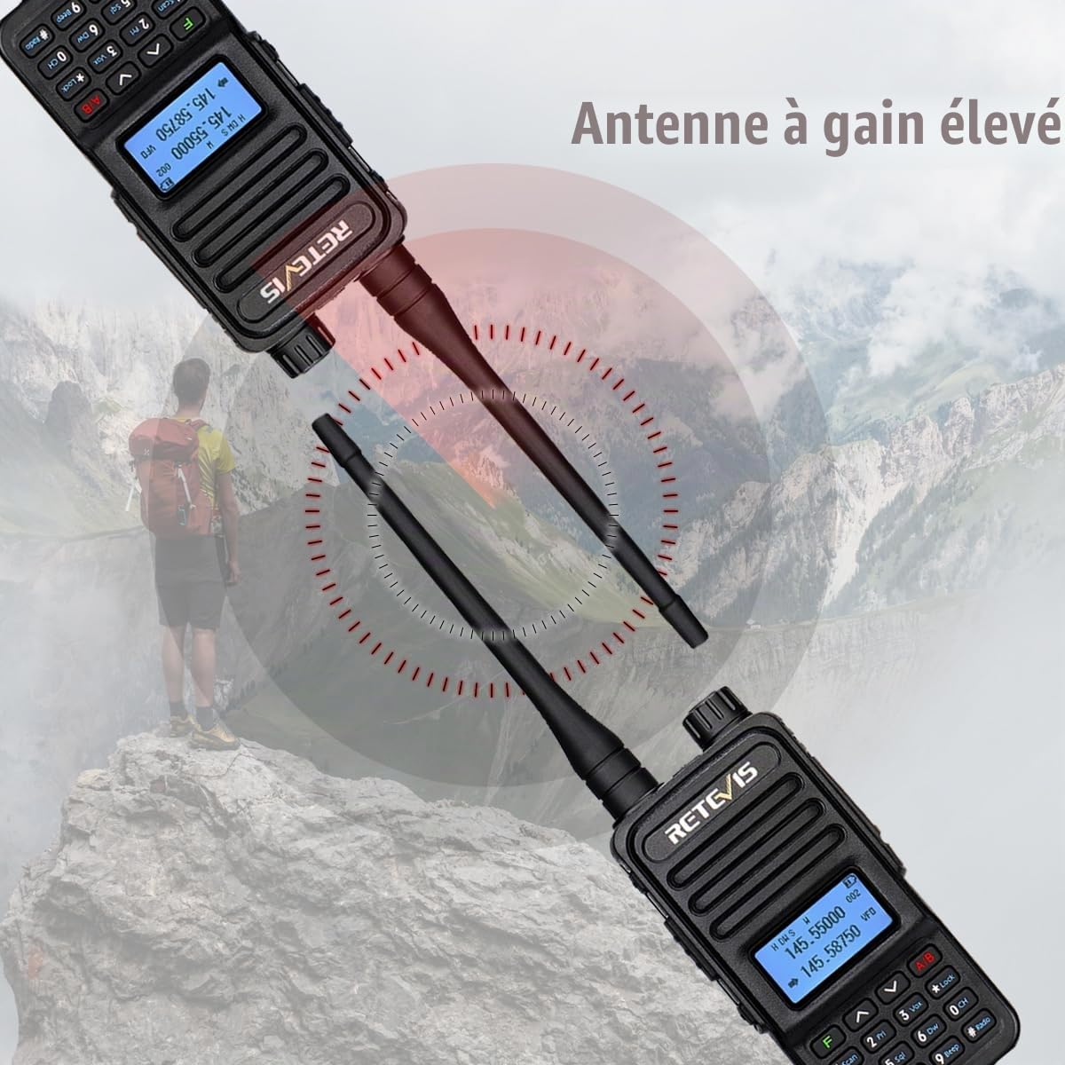 Retevis RT85 Talkie Walkie, Bi-Bande Talkie Walkie Longue Portée (2Pcs)