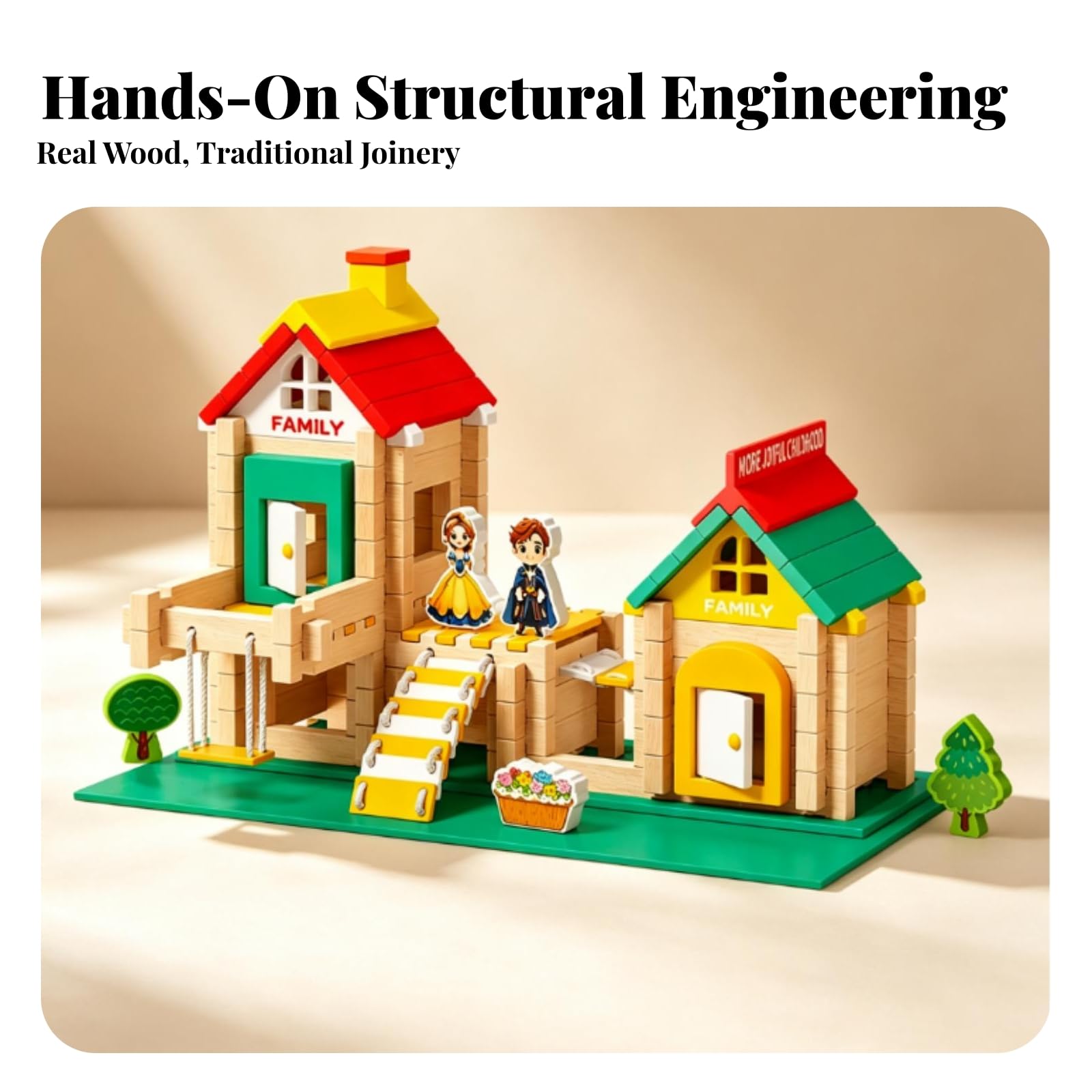 Jeu Cotruction DIY en Bois Créatif | Adapté pr Mai, Jeu Cotruction Éléments Architecturaux Colorés, pr Crèche