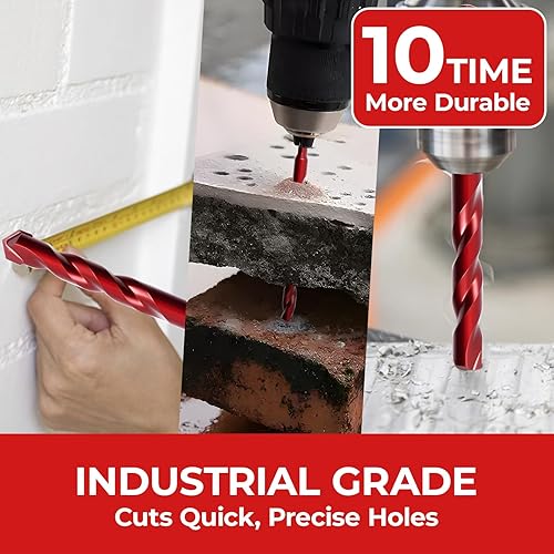 Miniatura 7 de Brocas de mampostería  Paquete de 10 vástagos hexagonales de 532 a 12 pulgadas para azulejos, ladrillos, hormigón y piedra, estuche de