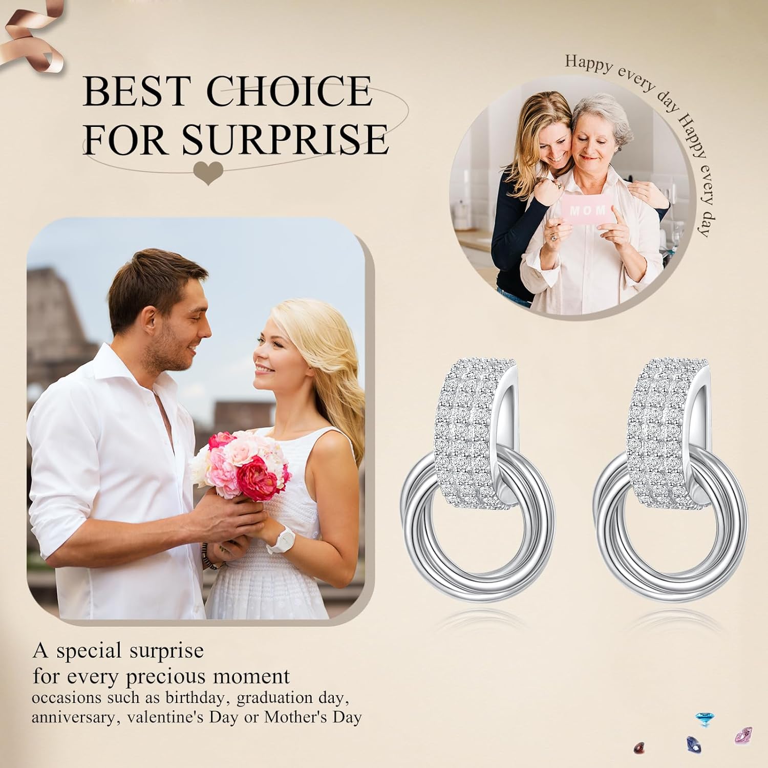 S925 Sterling Silver Trendy Knot Earrings for Women Chunky Statement Drop Dangle Earrings Geometric Studs Fashion Prom Jewelry