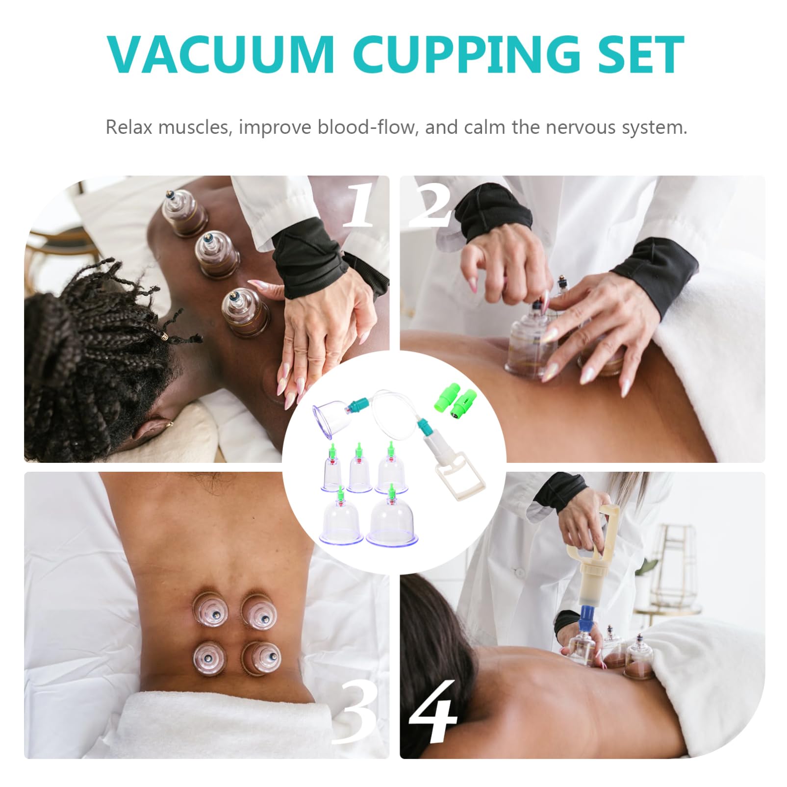 Kit de Ventouses à Vide pour Massage à Domicile, Accessoire de Massage en Plastique, Relaxation Musculaire et Ouverture Douce, 1 Set Fiable