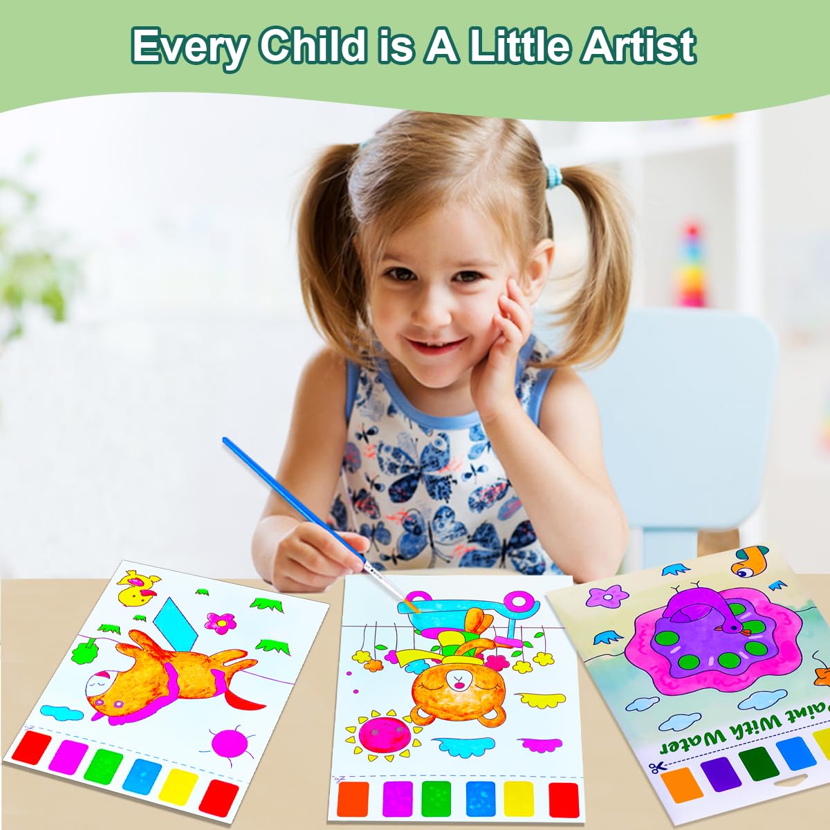 Amazon.co.jp: BAOXUE 水塗り本 4~8歳のお子様向け 水彩絵の具ブック