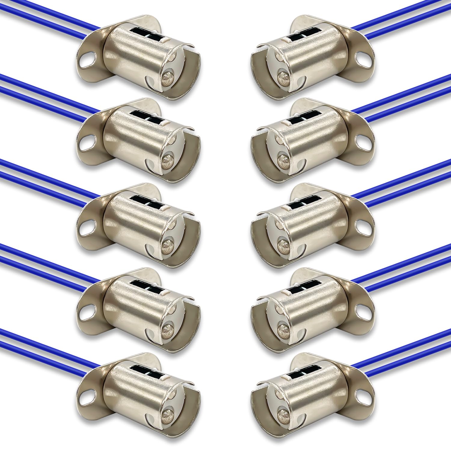 DAMA 1157 BAY15 Bulb Metal Socket Wire Harness Extension Pigtail Connectors for Car Turn Signal Tail Stop Rear Brake Light | Durable Metal Female Pigtail 12 ga. 18 AWG | Pack of 10