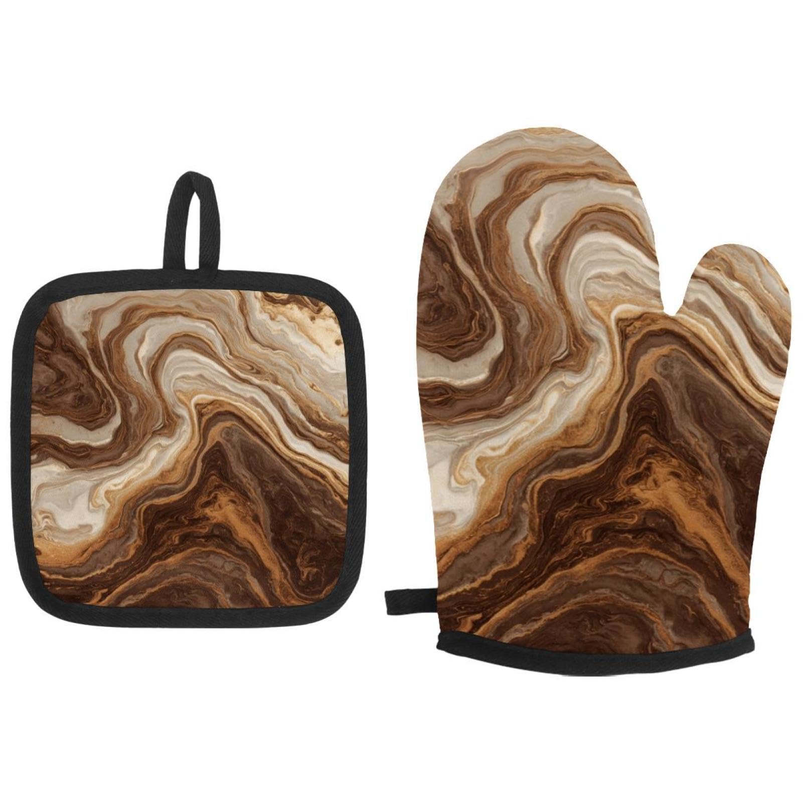 Lot de 3 maniques résistantes à la chaleur pour cuisine et cuisson de gâteaux couleur marron
