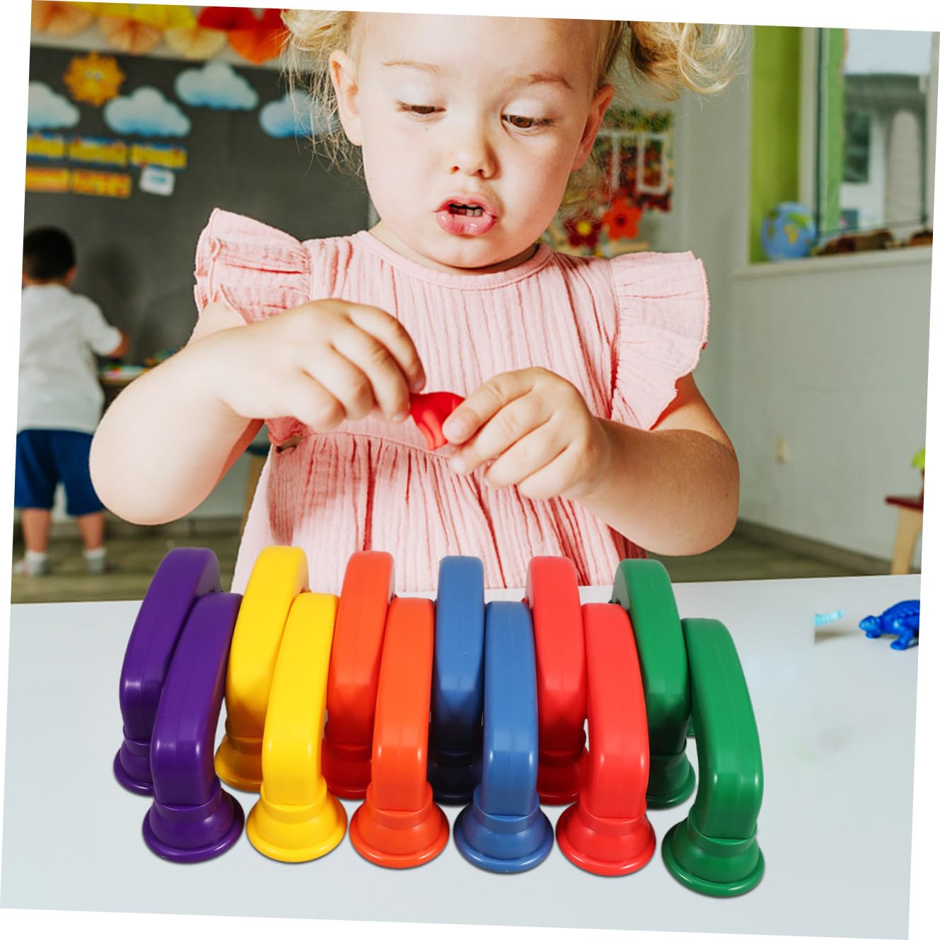 Telefono Giocattolo Sussurrante Set da 12 Pezzi in Plastica Colorata Gioco Educativo per Piccoli Design Ergonomico Stimola Capacità Uditive e Coordinazione Occhio-Mano per la